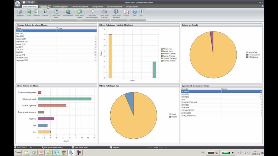 screenshot of Deskcenter Management Suite